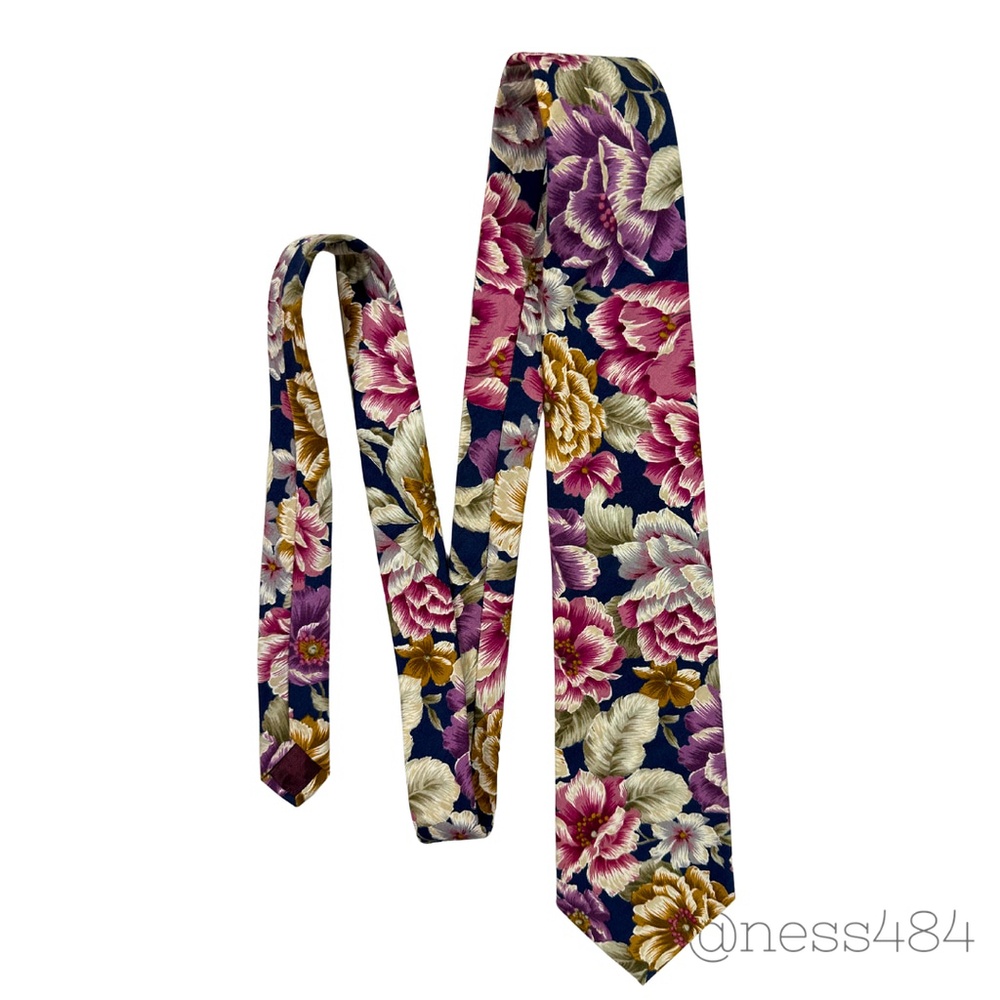 GANT Mens Floral Silk Necktie‎ Purple Pink Yellow Blue Classic